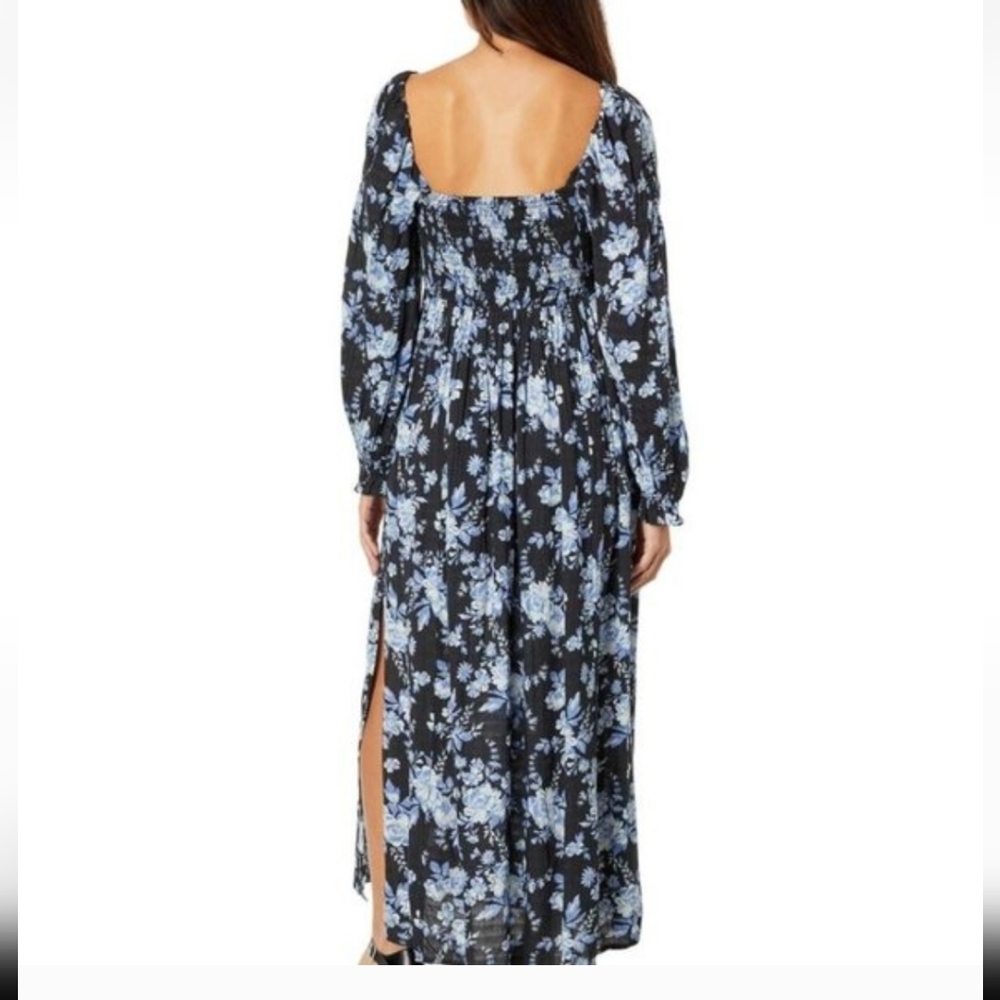 New Free People Jaymes Midi dress black blue floral Medium - Picture 8 of 8